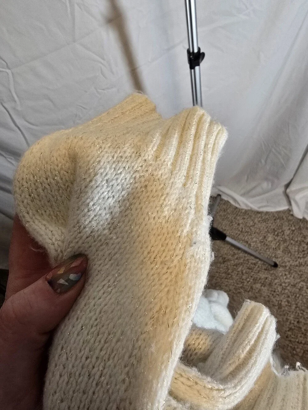 Justice Cream Cable Knit Cardigan with Faux-Fur Collar